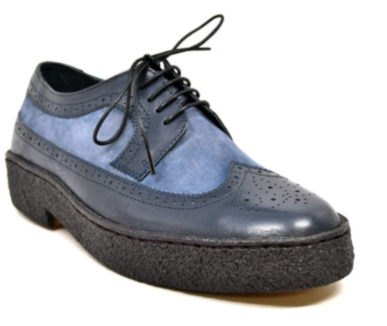 British Walkers Playboy Wingtip Men's Low Cut Navy Leather and Blue Suede Shoes view 2