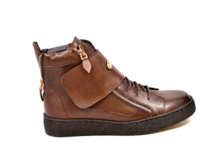British Walkers Empire Men's Green Leather High Top Shoes with Strap view 24