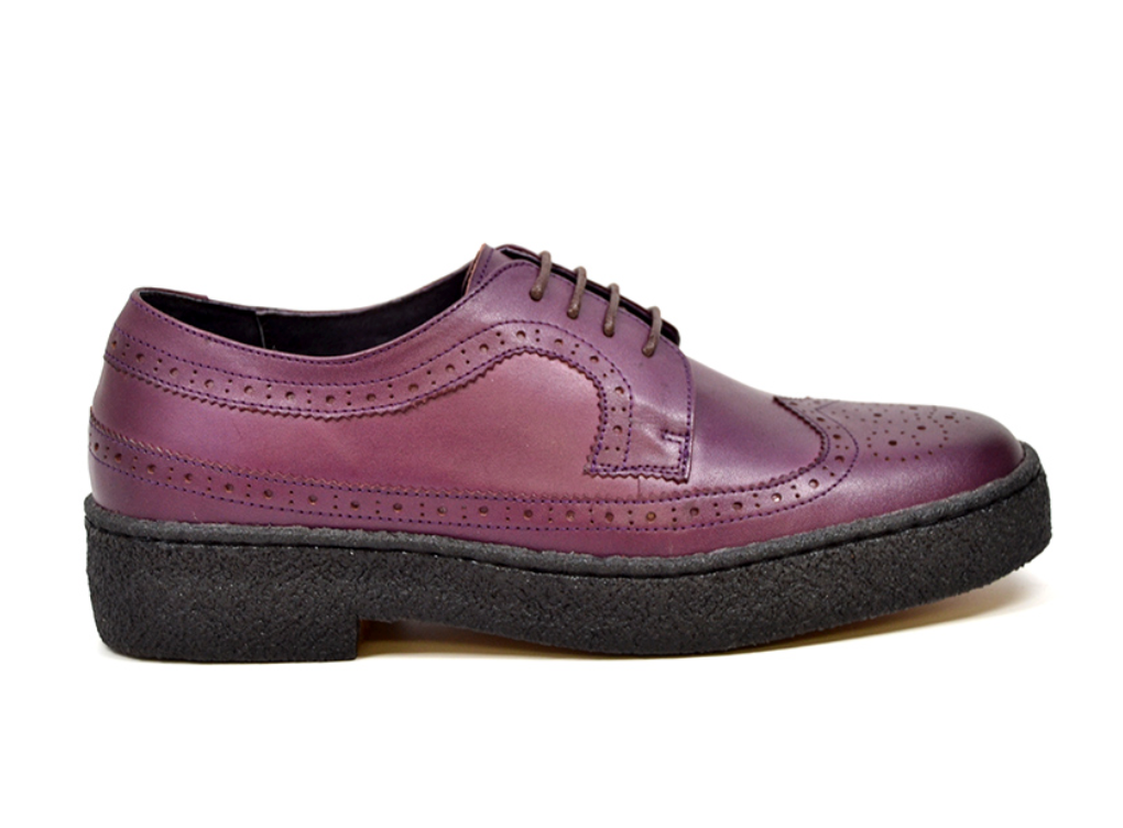 British Walkers Playboy Wingtip Men's Low Cut Aubergine Leather Shoes view 4