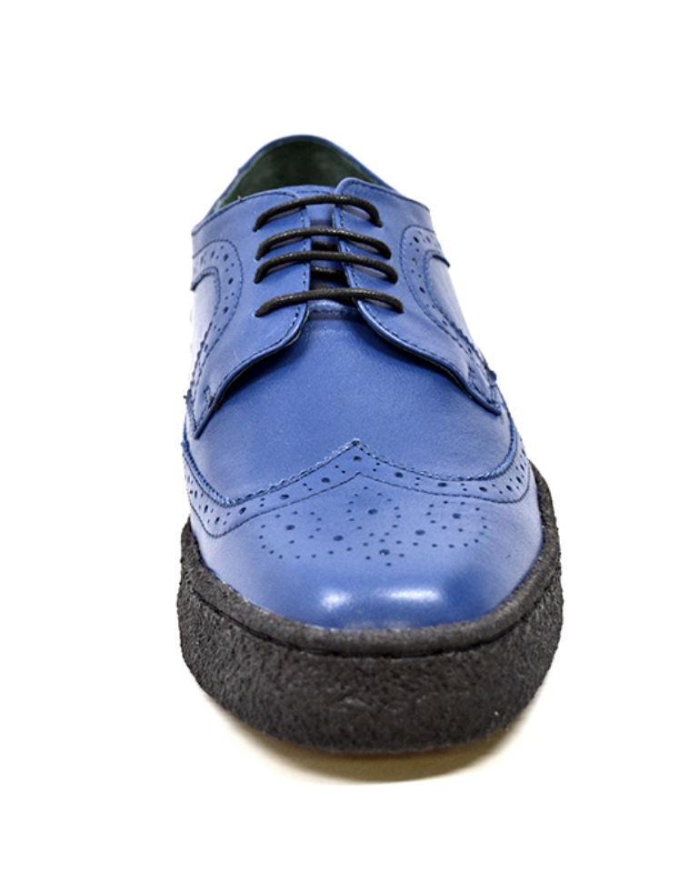 British Walkers Playboy Wingtip Men's Low Cut Cobalt Blue Leather Shoes view 2