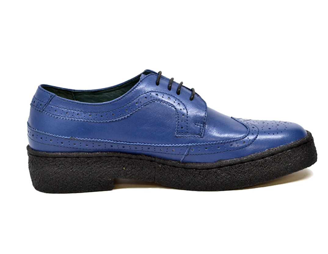 British Walkers Playboy Wingtip Men's Low Cut Cobalt Blue Leather Shoes view 4