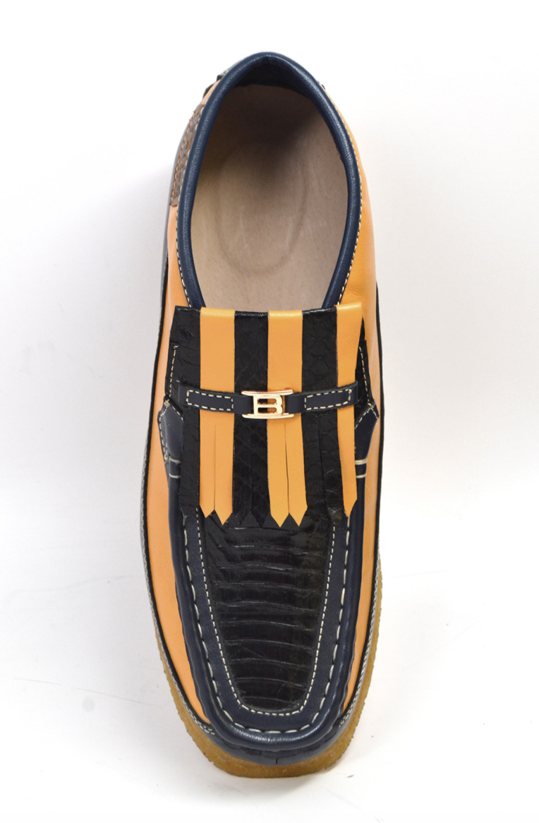 British Walkers Apollo 2 Men's Limited Edition Rust Brown Snake Skin and Leather Slip On Shoes view 5