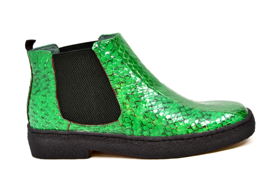 British Walkers Soho Men's Green Snake Skin and Leather Slip On Shoes view 3