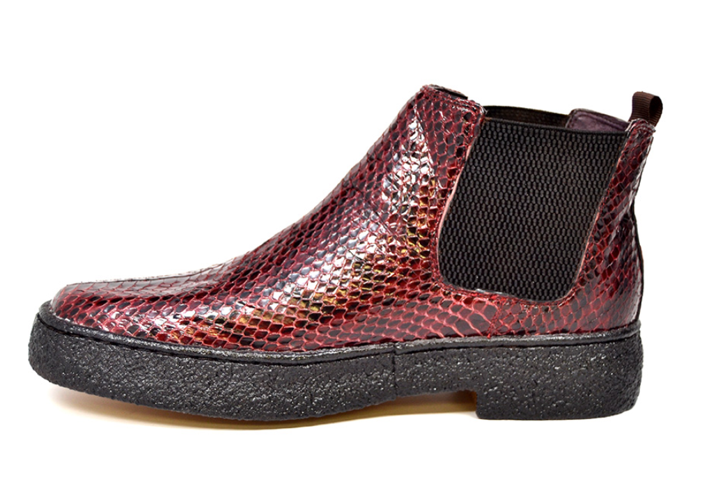 British Walkers Soho Men's Limited Edition Burgundy Snake Skin Slip On Shoes view 2