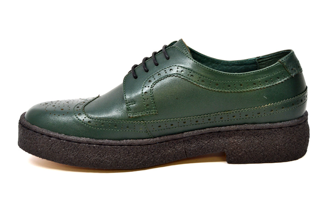British Walkers Playboy Wingtip Men's Low Cut Hunter Green Leather Shoes view 3