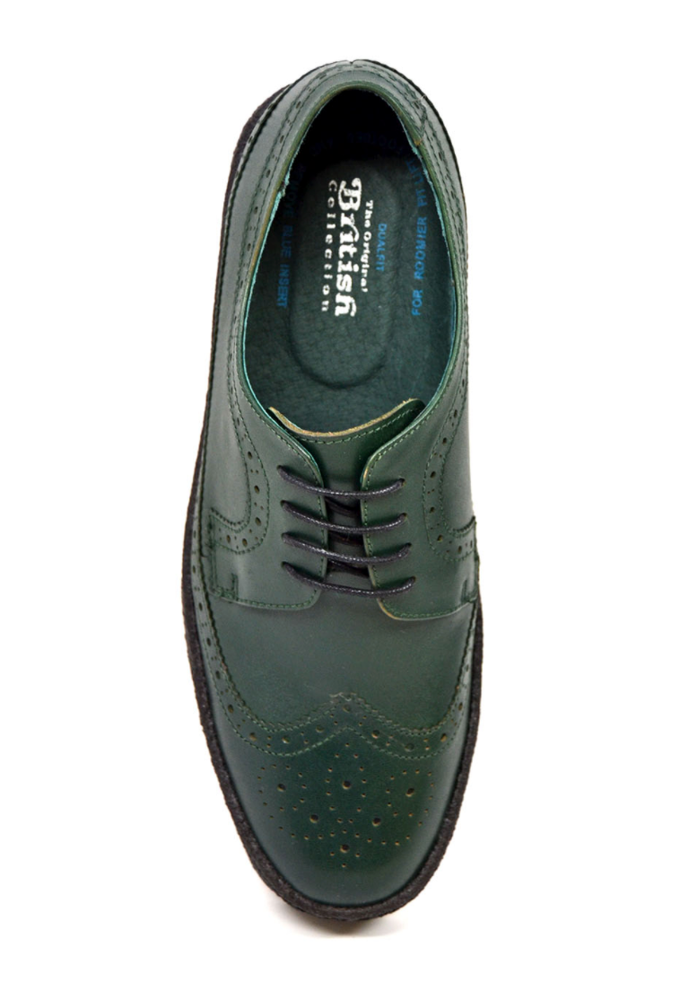 British Walkers Playboy Wingtip Men's Low Cut Hunter Green Leather Shoes view 5