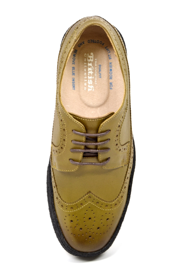 British Walkers Playboy Wingtip Men's Low Cut Olive Leather Shoes view 6