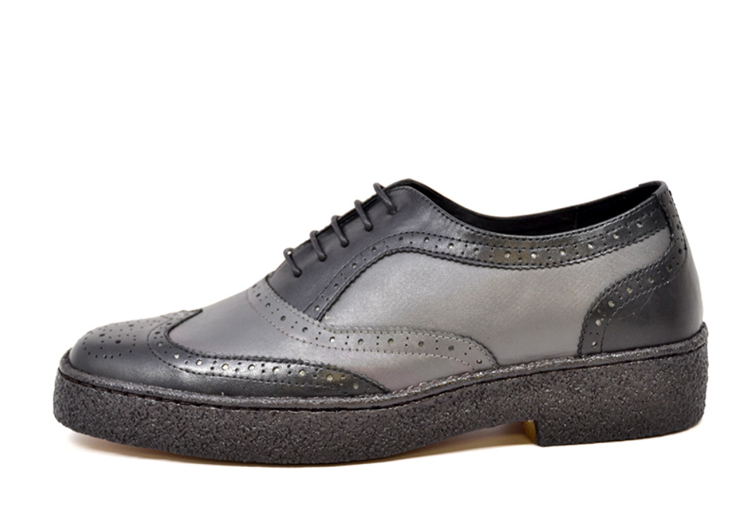 British Walkers Playboy Wingtip Men's Low Cut Gray and Black Shoes view 3