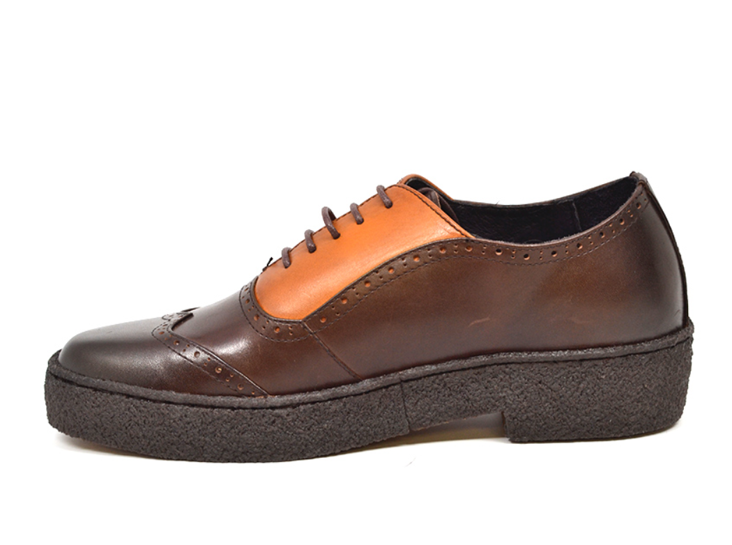 British Walkers Playboy Wingtip Men's Low Cut Brown and Rust Leather Shoes view 3