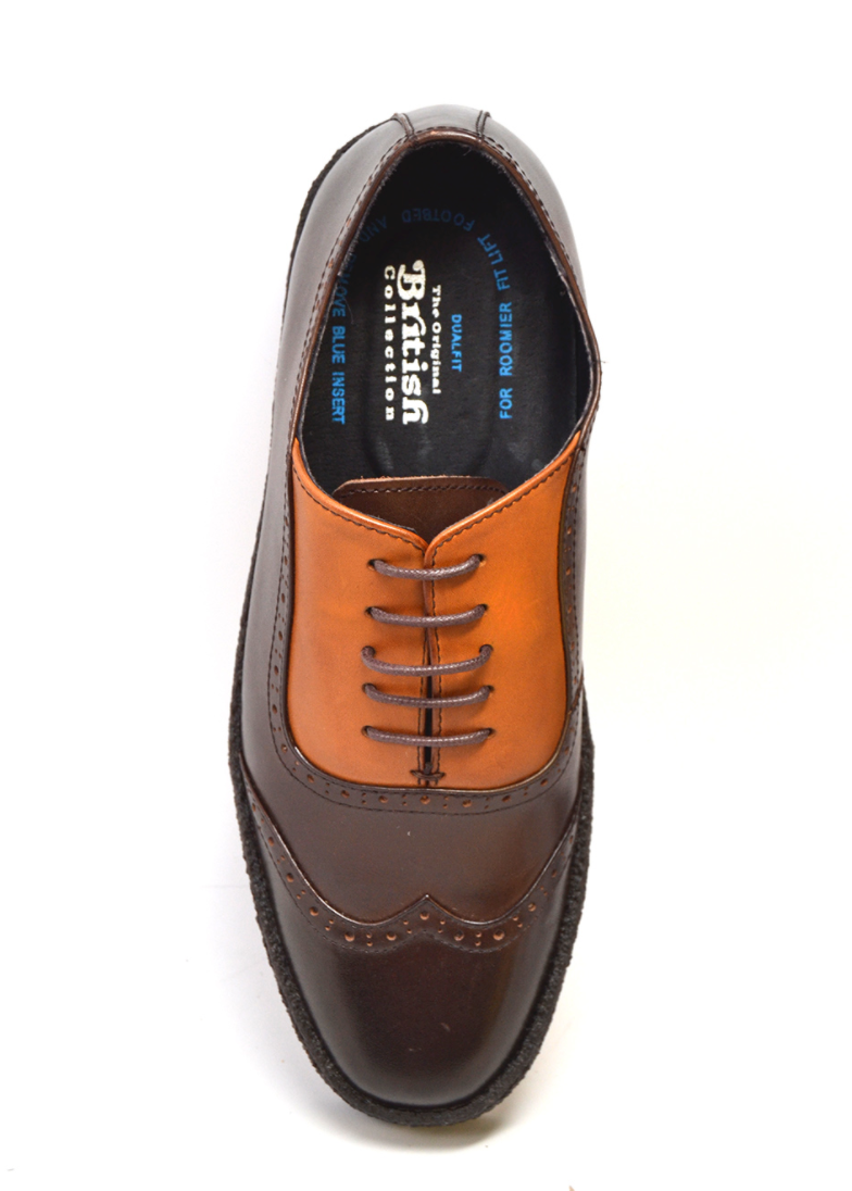 British Walkers Playboy Wingtip Men's Low Cut Brown and Rust Leather Shoes view 4
