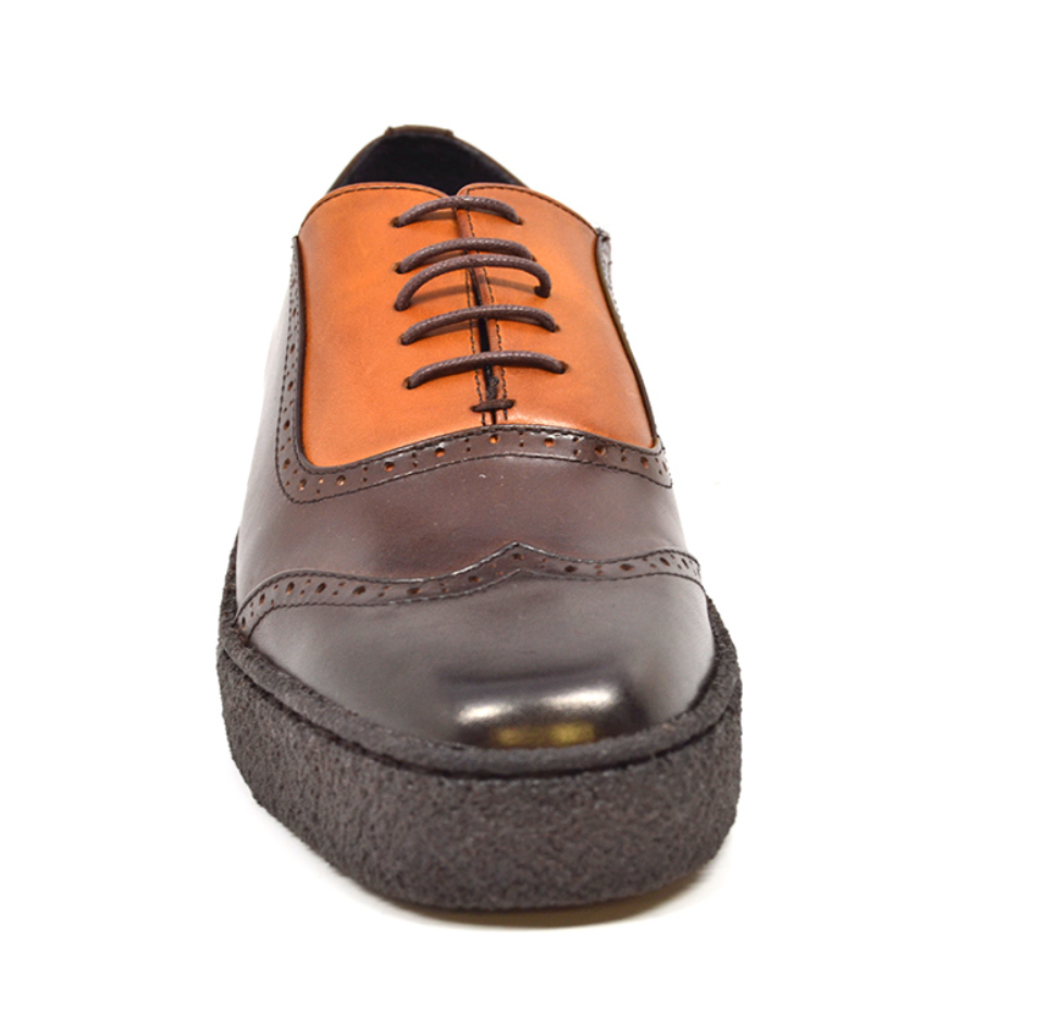British Walkers Playboy Wingtip Men's Low Cut Brown and Rust Leather Shoes view 5