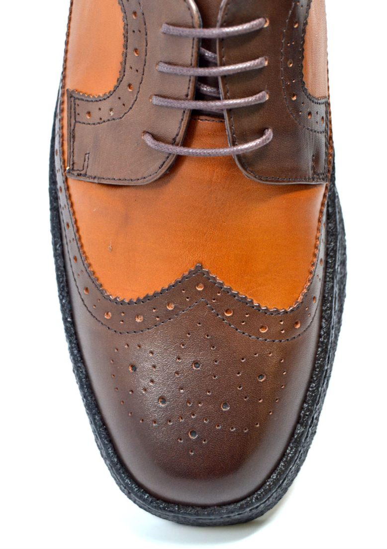 British Walkers Playboy Wingtip Men's Two Tone Low Cut Tan and Brown Shoes view 4