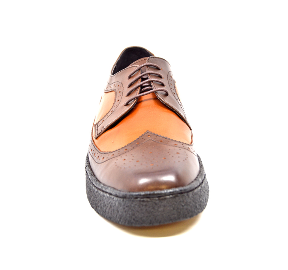 British Walkers Playboy Wingtip Men's Two Tone Low Cut Tan and Brown Shoes view 6