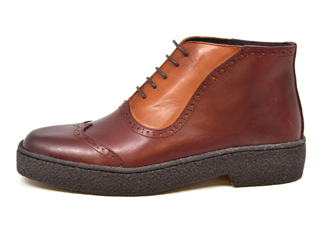 British Walkers Playboy Wingtip 1 Men's Two Tone Oxblood and Tan Leather Shoes view 2