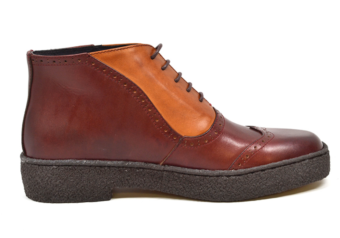 British Walkers Playboy Wingtip 1 Men's Two Tone Oxblood and Tan Leather Shoes view 3