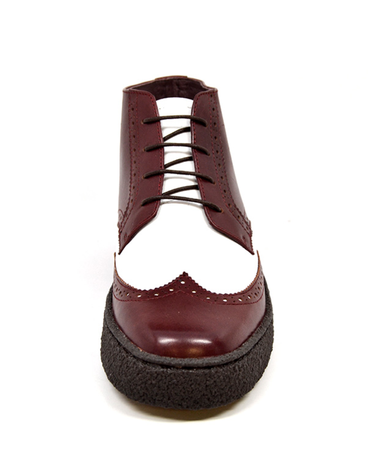 British Walkers Playboy Wingtip Men's Two Tone Burgundy and White Leather Shoes view 5