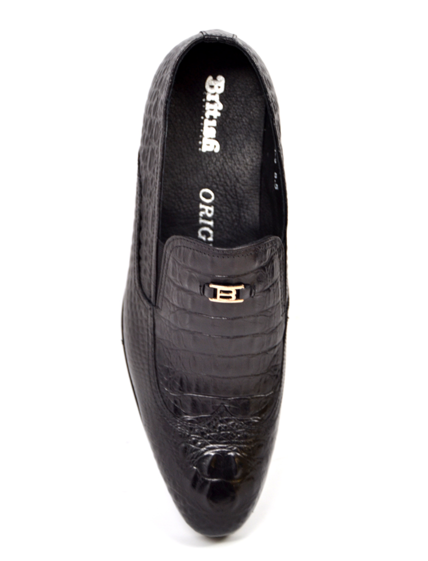 British Walkers Shiraz Men's Black Croc Leather Dress Shoes view 2