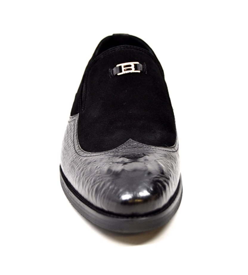 British Walkers Shiraz Men's Black Croc Leather and Suede Dress Shoes view 6