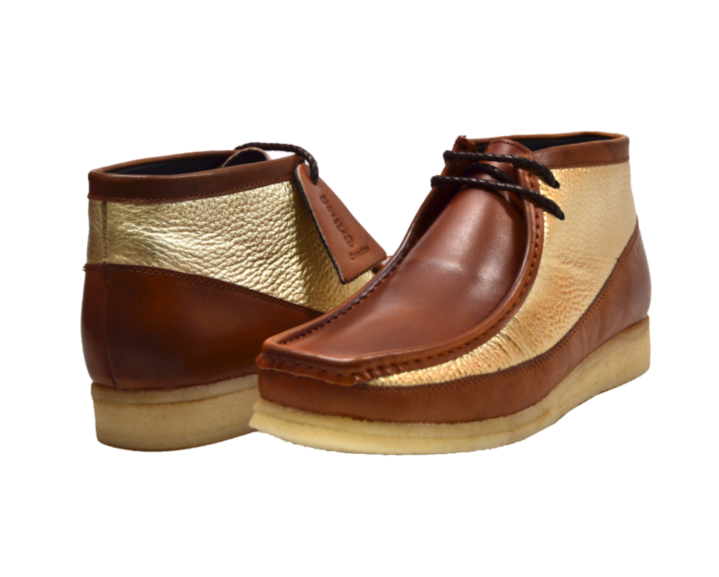 British Collection Walker 100 Cognac and Gold Two-Tone Shoes