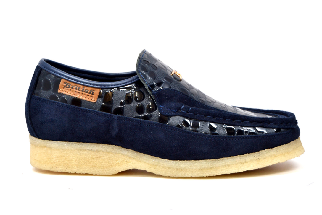 British Walkers Stone Men's Black Pattern Leather and Suede Shoes with Crepe Sole view 27