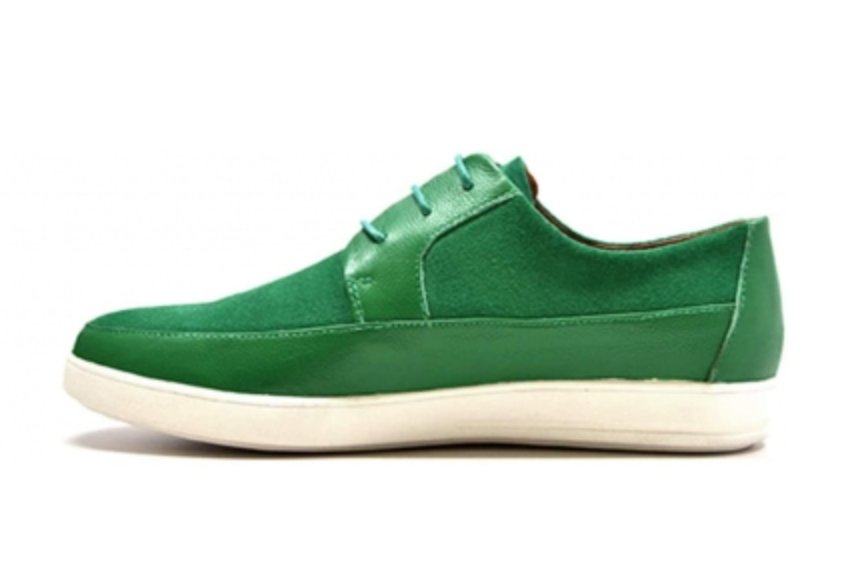 British Walkers Westminster Men's Green Leather and Suede Lace Up Shoes with White Sole view 4