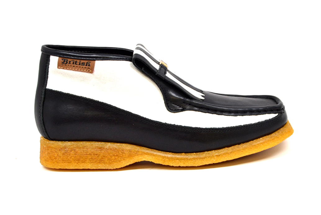British Walkers Apollo 2 Men's Black Leather and White Suede Slip On Shoes view 5
