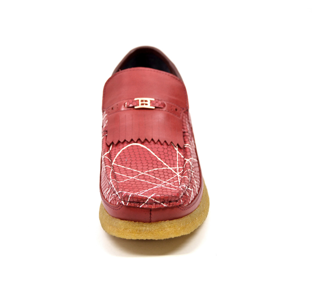 British Walkers Apollo Men's Red Snake Skin and Leather Slip On Shoes view 2
