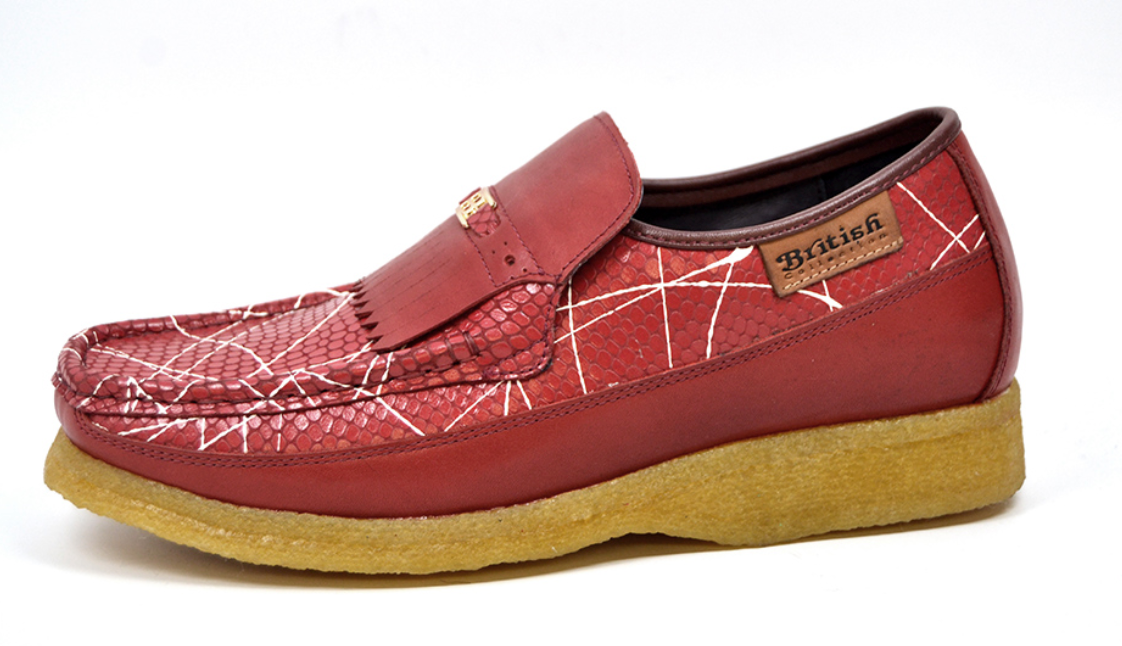 British Walkers Apollo Men's Red Snake Skin and Leather Slip On Shoes view 3