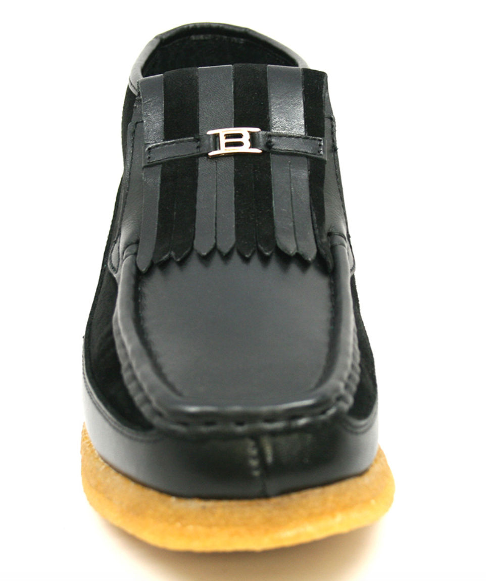 British Walkers Apollo Men's Black and Grey Leather and Suede Slip On Shoes view 8