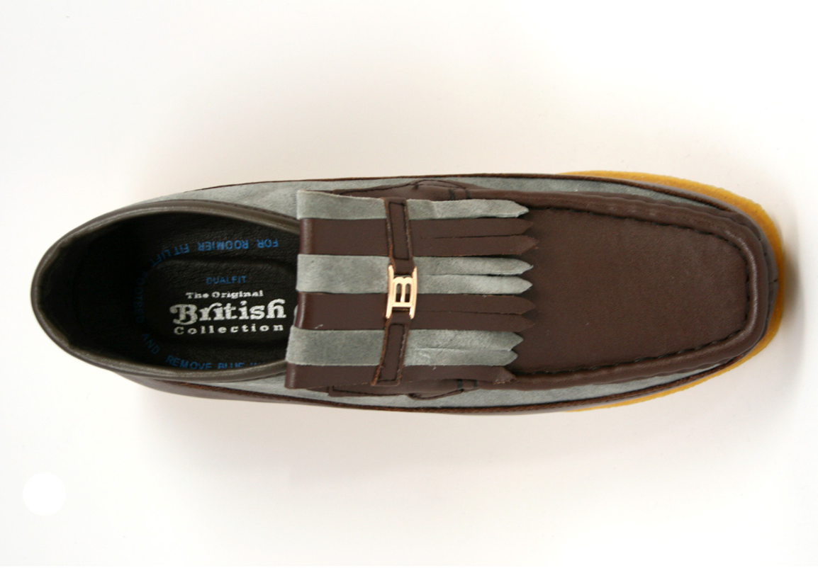 British Walkers Apollo Men's Black and Grey Leather and Suede Slip On Shoes view 19