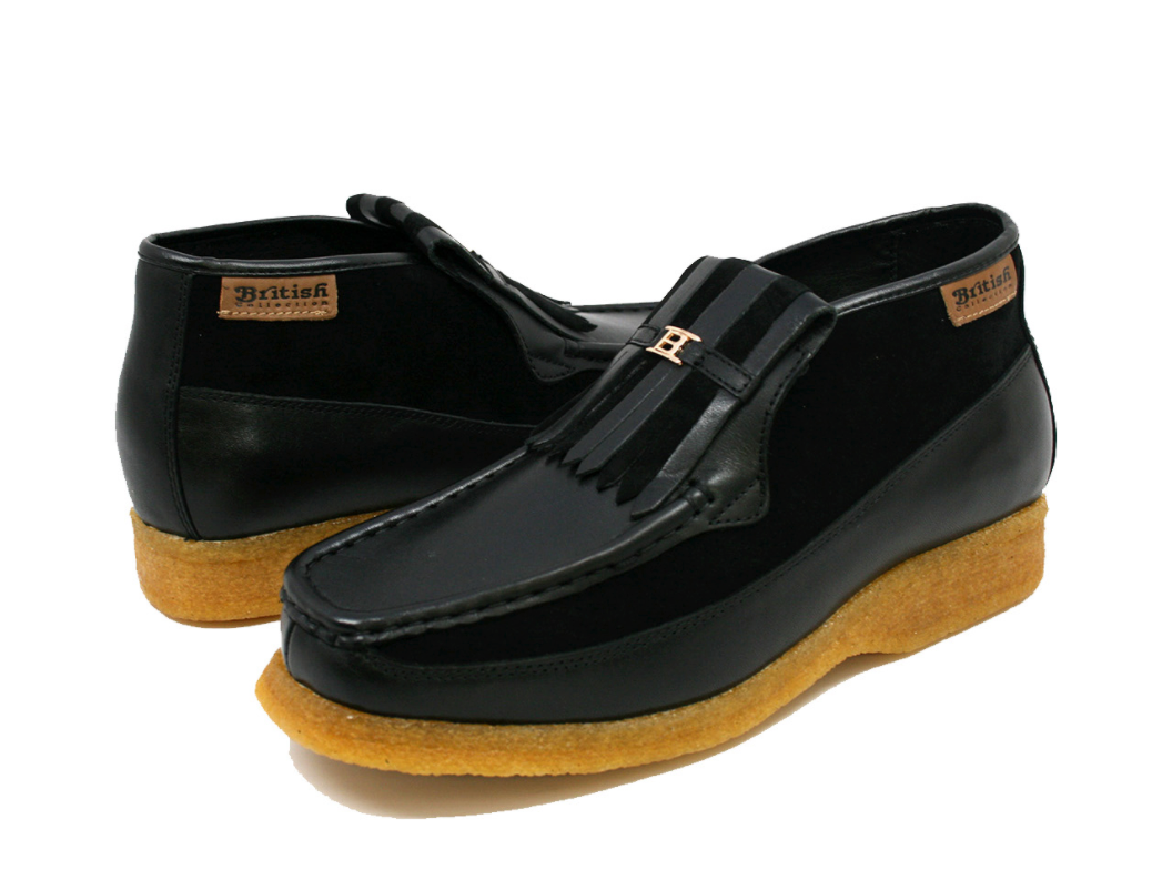 British Walkers Apollo Men's Black and Grey Leather and Suede Slip On Shoes view 7