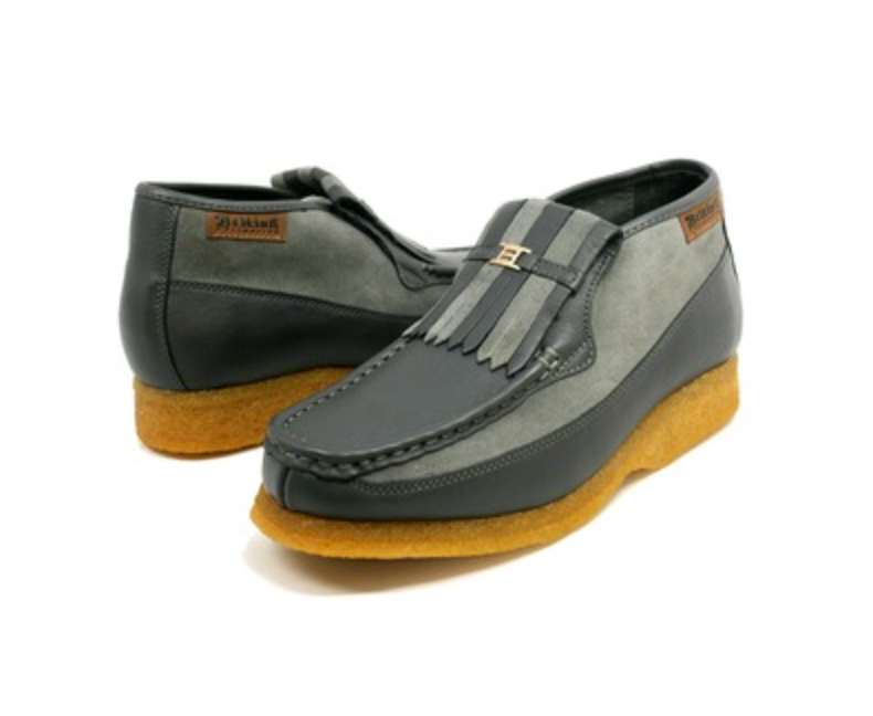 British Walkers Apollo Men's Black and Grey Leather and Suede Slip On Shoes view 13