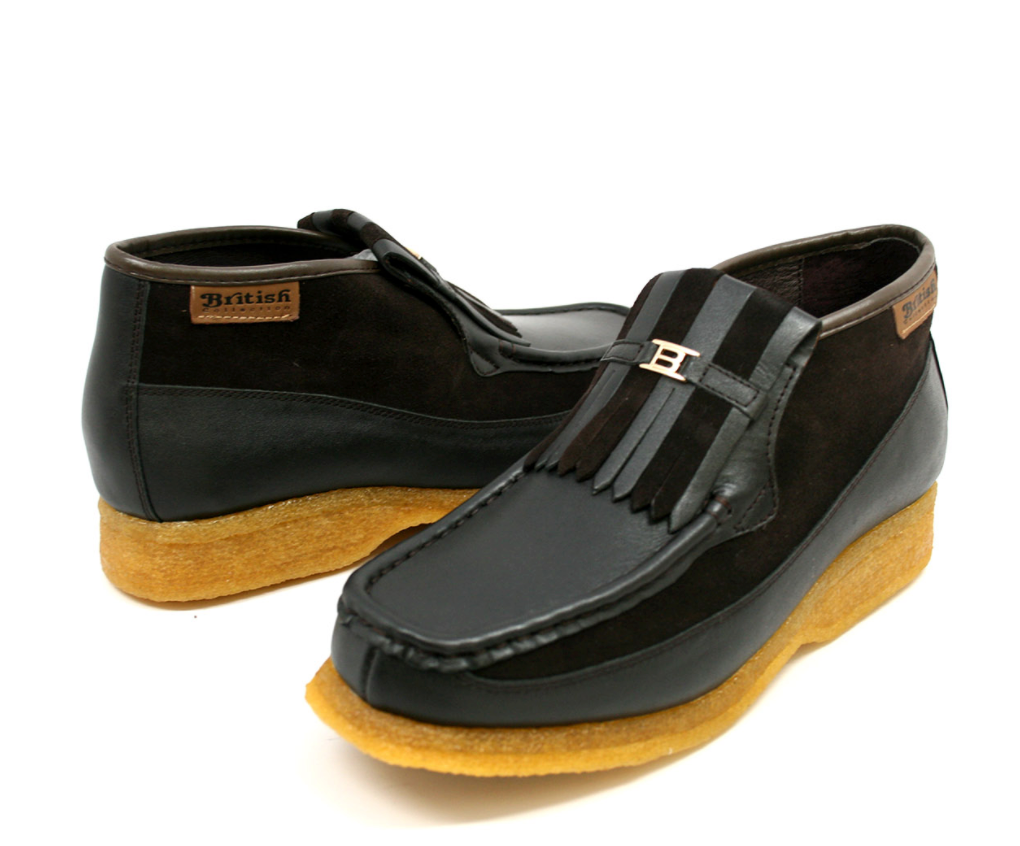 British Walkers Apollo Men's Black and Grey Leather and Suede Slip On Shoes view 50