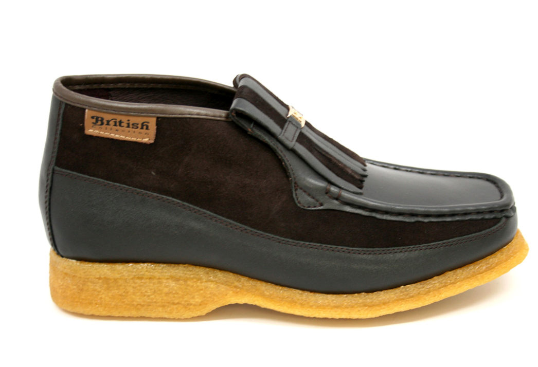 British Walkers Apollo Men's Black and Grey Leather and Suede Slip On Shoes view 51