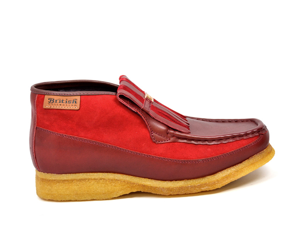 British Walkers Apollo Men's Red Leather and Suede Slip On Shoes view 6