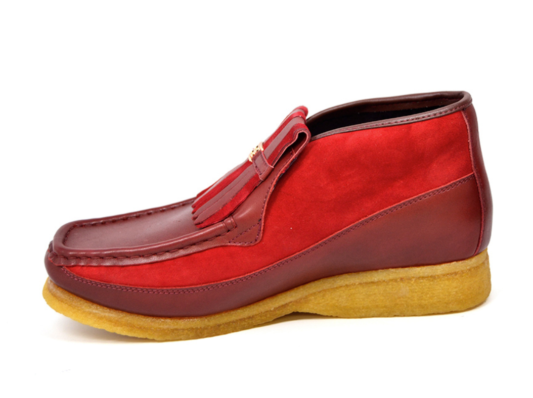 British Walkers Apollo Men's Red Leather and Suede Slip On Shoes view 5