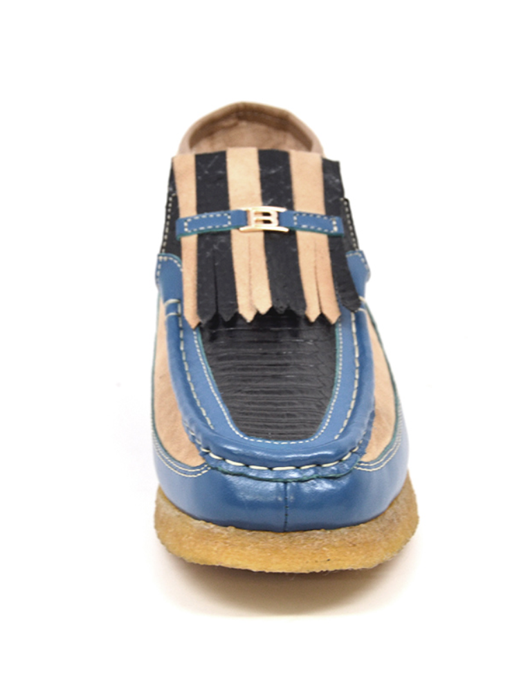 British Walkers Apollo 2 Men's Limited Edition Beige and Blue Snake Skin and Leather Slip On Shoes view 20