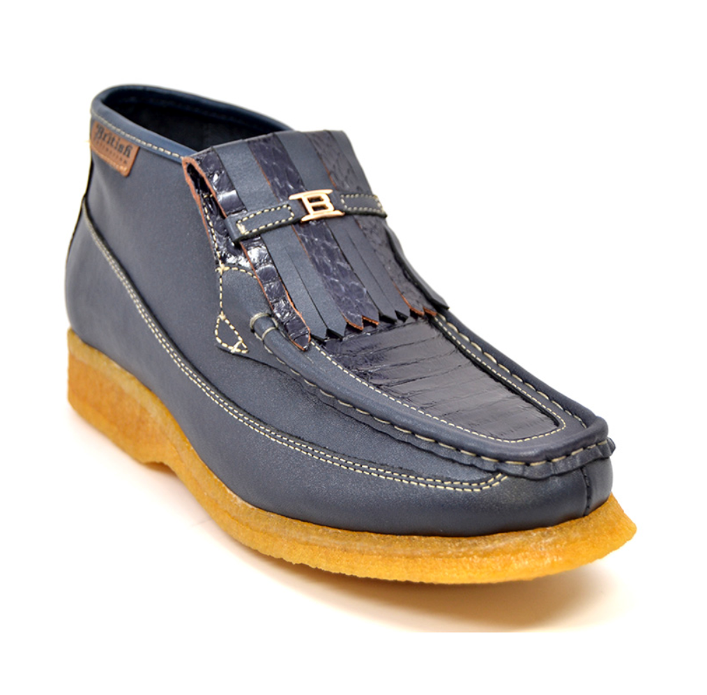 British Walkers Apollo 2 Men's Limited Edition Beige and Blue Snake Skin and Leather Slip On Shoes view 8