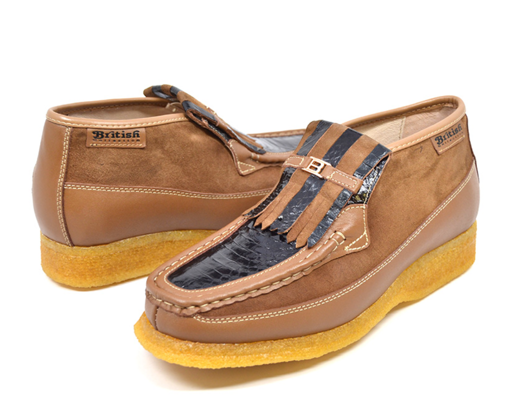 British Walkers Apollo 2 Men's Limited Edition Beige and Blue Snake Skin and Leather Slip On Shoes view 1