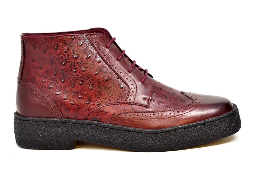 British Walkers Playboy Men's Burgundy Ostrich and Wingtip Leather Shoes view 3
