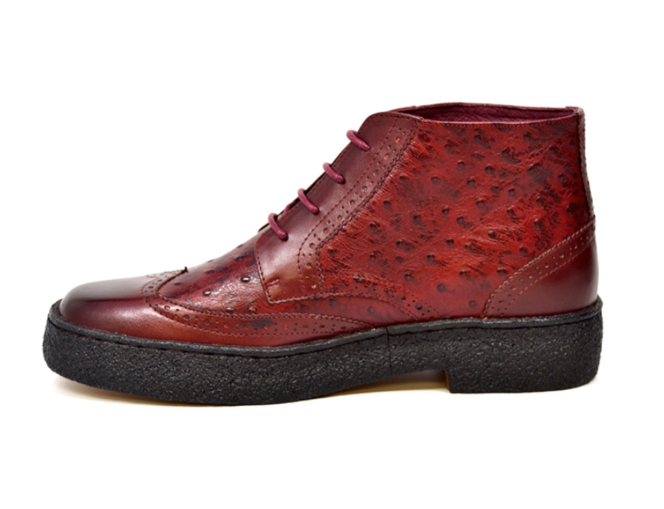 British Walkers Playboy Men's Burgundy Ostrich and Wingtip Leather Shoes view 4