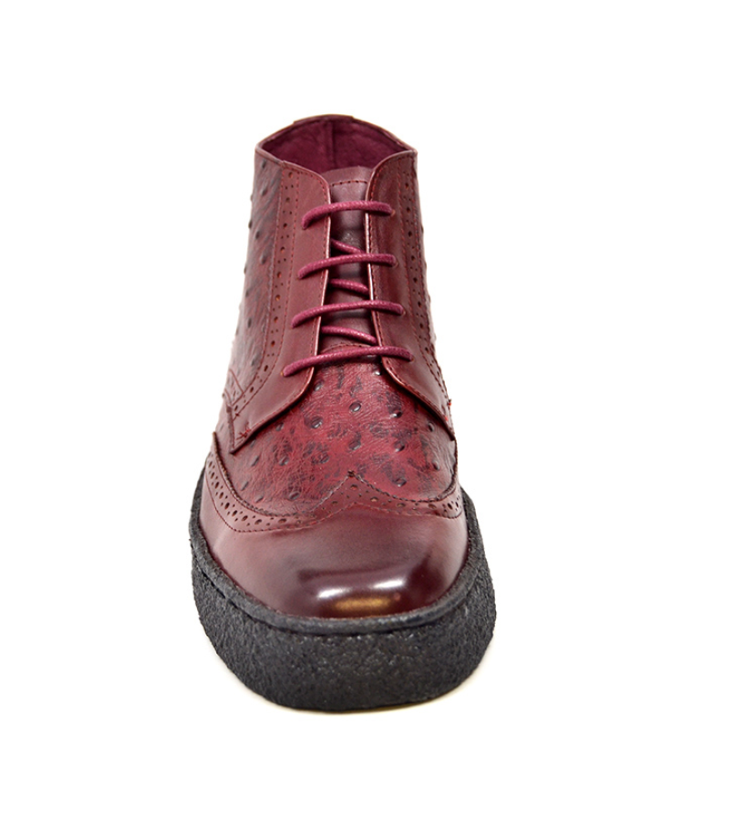 British Walkers Playboy Men's Burgundy Ostrich and Wingtip Leather Shoes view 5