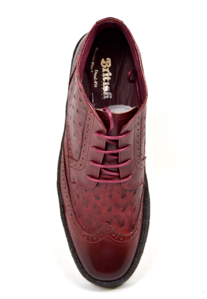British Walkers Playboy Men's Burgundy Ostrich and Wingtip Leather Shoes view 7