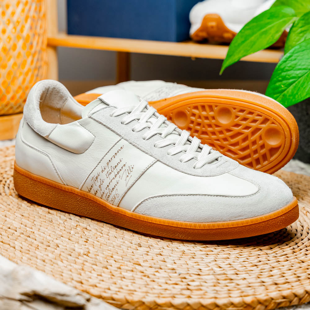 Zelli Italia Men's 65-400-WHT SHIZZO Signature Leather Sneakers, White