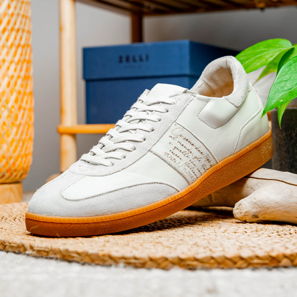 Zelli Italia Men's 65-400-WHT SHIZZO Signature Leather Sneakers, White