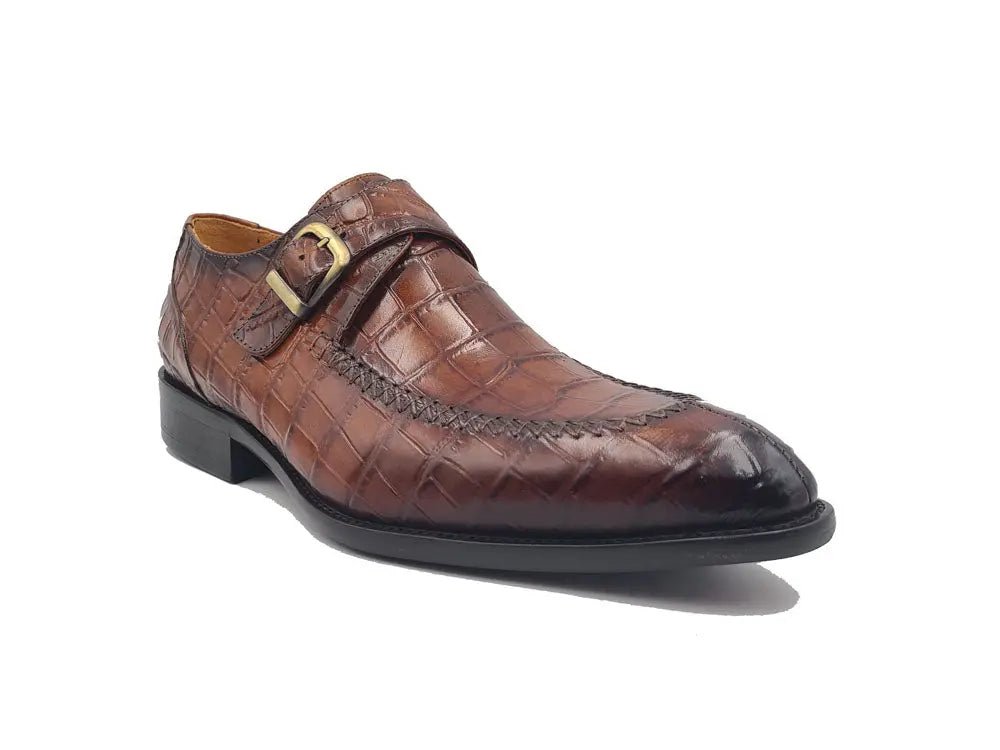 Carrucci Shoes Single Monk Buckle Split Toe Loafer Calfskin Ks47913