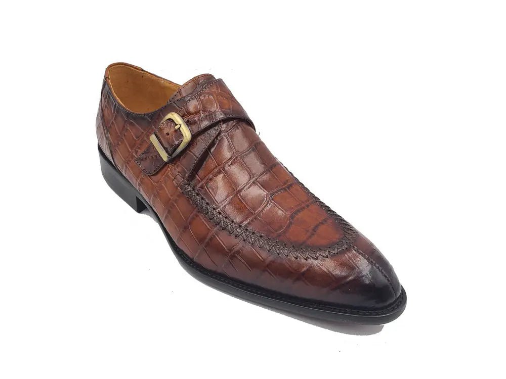 Carrucci Shoes Single Monk Buckle Split Toe Loafer Calfskin Ks47913
