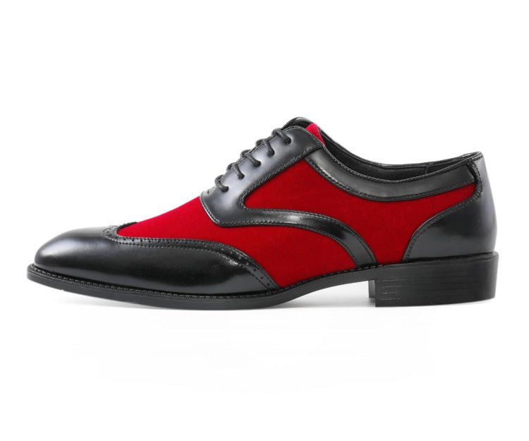 Sio Brighton Men's Red and Black Leather Professional Oxford Shoes