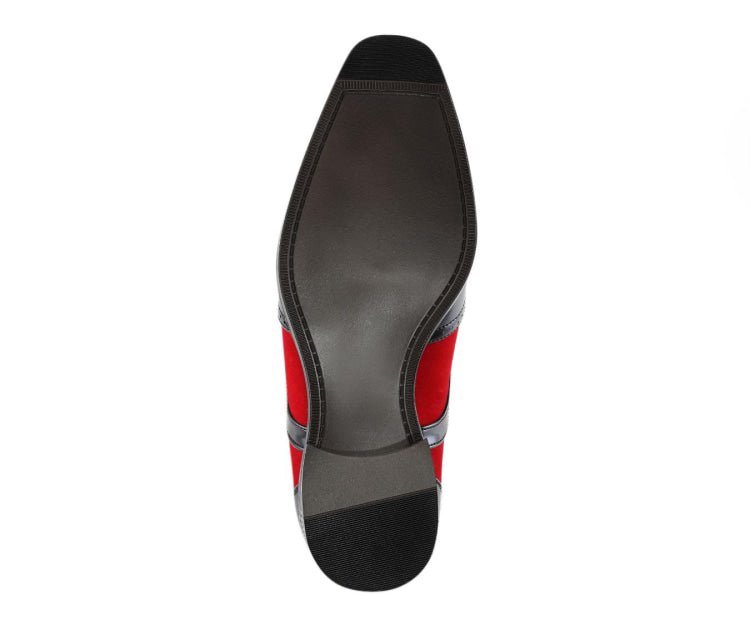 Sio Brighton Men's Red and Black Leather Professional Oxford Shoes