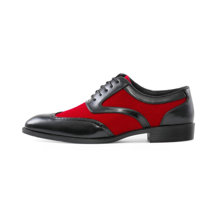 Sio Brighton men's red and black wingtip dress shoe, side profile